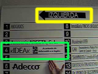 Directorio del pasillo izquierdo. kIDEAk, m�dulo 4�.